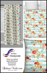 Tissu au mètre rayé fleuri motif fleur imprimé floral rideau couette coussin