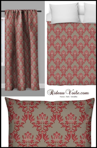 Tissu au mètre style Empire Baroque ameublement tapisserie décoration rouge marron brun