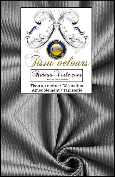 Rideauvoile.com boutique Tissu ameublement velours côtelé gris rayures au mètre rideau store tapisserie siège sur mesure finition décoration intérieur vorhang tendaggi fuggony fabrics stoff deko velvet for Drapery tapestry upholtery drapes curtain armchair.