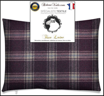 Tissu ameublement Laine carreaux tartan violet mauve mètre rideau