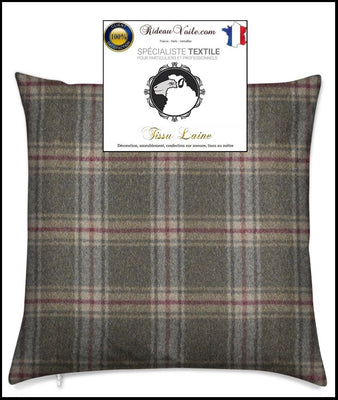Tissu ameublement Laine écossais motif carreaux tartan au mètre gris taupe