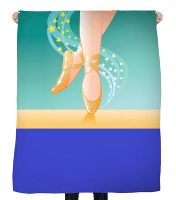 Tissu au mètre bleu motif chausson pointe danse rideau danseuse étoile classique