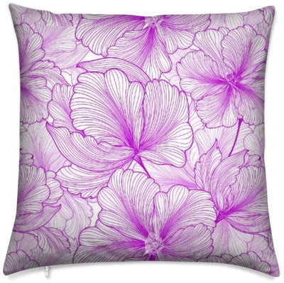 Tissu au mètre rideau couette coussin violet larges pétales motifs fleurs fleuri