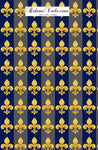 Tissu Empire fleur de Lys Or au mètre ameublement tapisserie rideau couette bleu gris