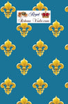 Rideau couette coussin motif Fleur de lys Or Tissu au mètre bleu tapisserie