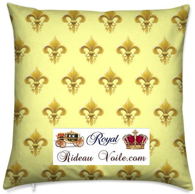 Motif style Empire Fleur de lys  tissu jaune ameublement Directoire au mètre rideau rénovation