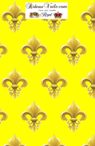 Tissu ameublement non feu ignifugé le mètre rideau jaune Fleur de lys Or Empire