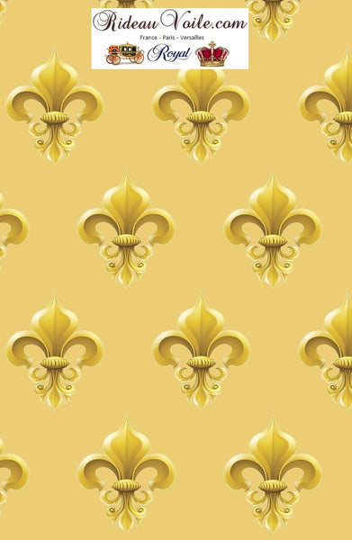 Tissu ameublement jaune Or fleur de lys Directoire Néoclassique mètre style Empire