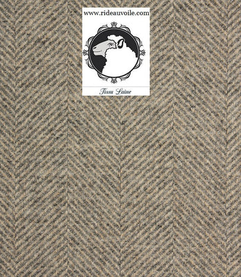 Tissu chevron Laine écossais plaid gris écru au mètre déco chic rideau tapisserie
