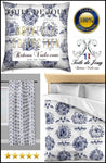 Arte fresca Stoffe Klassizismus Tapestry klädsel Restaurering gardintyg. Toile de Jouy bleu tissu ameublement décoration tapisserie au mètre. Boutique textile luxe intérieur personnalisé. Confection rideau ignifugé occultant, housse couette, sur mesure à motif fleur de vigne.