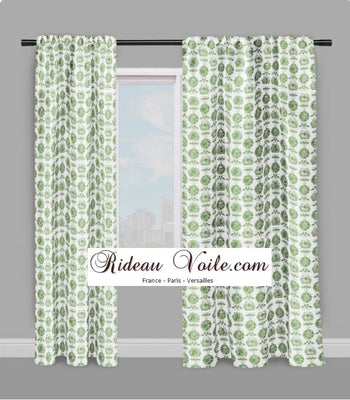 Toile de Jouy vert classique motif imprimé tissu au mètre rideau coussin couette