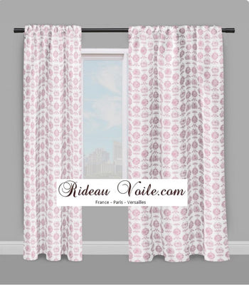 Toile de Jouy rose pastel tissu au mètre rideau coussin couette ameublement tapisserie