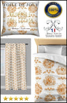 Toile de Jouy orange tissu au mètre rideau coussin couette. Tissu ameublement tapisserie style Empire Restauration Toile de Jouy rideau imprimé Jouy au mètre. Boutique Rideau ignifugé occultant.Textile Empire Restoration style country french fabric Toile de Jouy curtain. Arte fresca Stoffe im Stil des Klassizismus & Empire Tapestry klädsel tyg Restaurering.