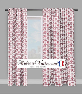 Toile de Jouy rouge tissu décoration tapisserie ameublement au mètre boutique rideau coussin housse couette ignifuge occultant