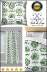 Toile de Jouy vert tissu au mètre rideau coussin couette