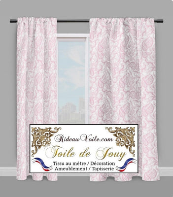 Tissu ameublement Toile de Jouy rose tissu motif Paisley rideau voilage