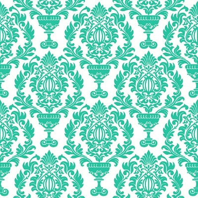 Tissu style Empire Damask Baroque vert au mètre rideau coussin fleur fleuri