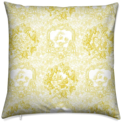 Tissu motif Toile de Jouy jaune vigne décoration ameublement tapisserie rideau