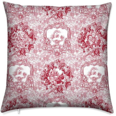 Tissu Parisien Toile de Jouy au mètre rouge rideau couette coussin sur mesure