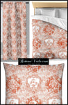 Boutique tissu Toile de jouy au mètre orange rideau couette coussin haut gamme