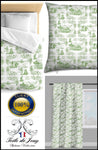 Tissus décore vert d'éditeurs d'ameublement rideau couette Toile de Jouy au mètre