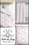 Tissus décoration d'ameublement rideau couette Toile de Jouy au mètre rose