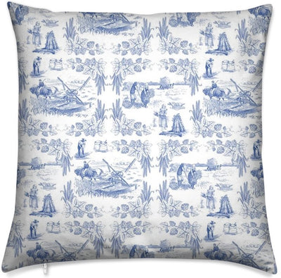 Tissus au mètre tapisserie ameublement bleu rideau couette coussin Toile de Jouy