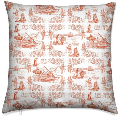 Tissus au mètre tapisserie ameublement orange rideau couette coussin Toile de Jouy