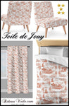 Tissus au mètre tapisserie ameublement orange rideau couette coussin Toile de Jouy