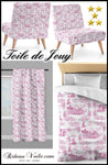 Tissus au mètre tapisserie ameublement rose fushia rideau couette Toile de Jouy