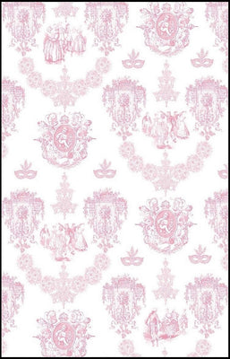 Rideau linge maison literie couette coussin motif Toile de Jouy tissu mètre rose