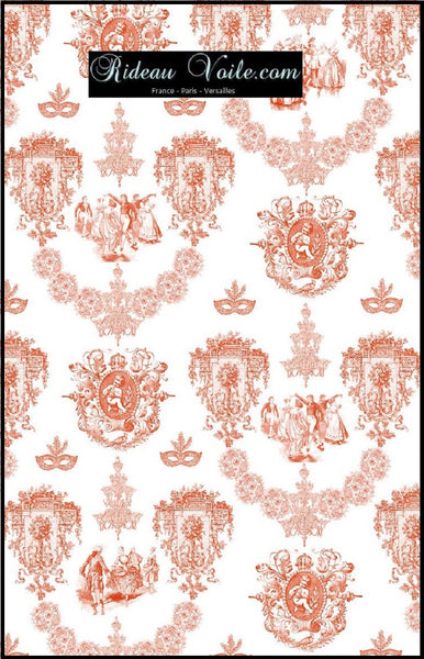 Tissu au mètre décoration Empire ameublement rideau Toile de Jouy orange