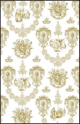 Style Baroque Empire Or vert rideau linge déco Toile de Jouy tissu au mètre