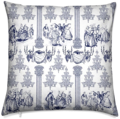 Toile de Jouy bleu tissu au mètre ameublement déco rideau couette coussin