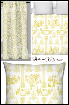 Tissus au mètre ameublement déco rideau couette coussin Toile de Jouy jaune Boutique éditeur Toile de Jouy haut gamme Tissu ameublement au mètre rideau voilage tapisserie motif Empire. Möbelstoff vorhänge ignifugé occultant. Blumenmuster stoff. French fabric flower curtain drapes upholstery. Tela cortina. verhokangas. Tessuto per tende. Rido Stoff Riddoen.