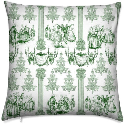 Tissu au mètre ameublement rideau couette coussin Toile de Jouy vert