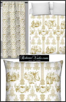 Tissu au mètre ameublement déco rideau couette coussin Toile de Jouy vert Or Boutique éditeur Toile de Jouy haut gamme Tissu ameublement au mètre rideau voilage tapisserie motif Empire. Möbelstoff vorhänge ignifugé occultant. Blumenmuster stoff. French fabric flower curtain drapes upholstery. Tela cortina. verhokangas. Tessuto per tende. Rido Stoff Riddoen.