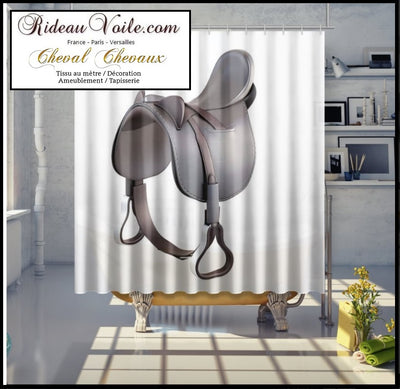 Boutique rideau de douche luxe sur mesure 150 x 200 cm motif personnalisé chevaux cheval