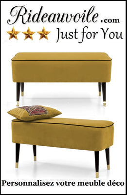 Boutique meuble jaune moutarde haut gamme fabricant production Architecte décorateur tapissier. Tissu ameublement intérieur velours au mètre et confection. Banc fait à la main | Couloir de pouf | Repose-pieds | canapé | Siège personnalisé sur demande | Pouf Couloir et Repose-pieds rembourré 