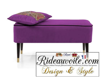 Boutique meuble violet haut gamme fabricant production Architecte décorateur tapissier. Tissu ameublement intérieur velours au mètre et confection. Banc fait à la main | Couloir de pouf | Repose-pieds | canapé | Siège personnalisé sur demande | Pouf Couloir et Repose-pieds rembourré 