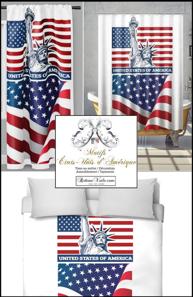 Tissu au mètre rideau couette voilage toile canvas tableau imprimé "USA" drapeau Américain tessuto fabrics metter flag stof drapes curtain vorhang cortina fuggony