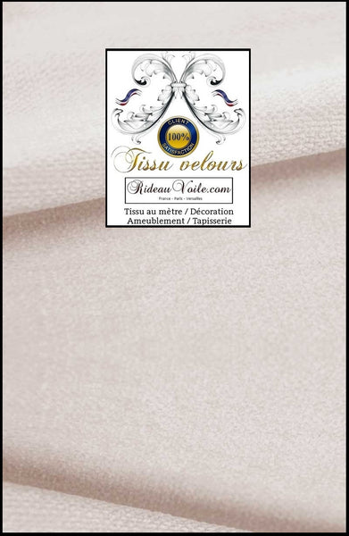 Boutique luxe tissu tapisserie velours blanc écru réversible recto / verso identique doté de la technologie Aqua-clean. Tissu d'éditeur d'ameublement intérieur haut de gamme double face. Confection sur mesure rideau velours, coussin velours, plaid velours. #velours #tissuameublement