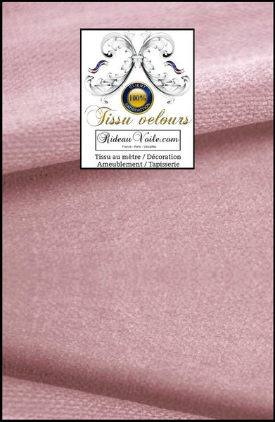 Tissu tapisserie velours uni rose réversible double face recto verso identique doté de la technologie Aqua-clean. Textile d'éditeur d'ameublement intérieur haut de gamme. Couture sur mesure rideau velours, coussin velours, plaid #velours #tissuameublement