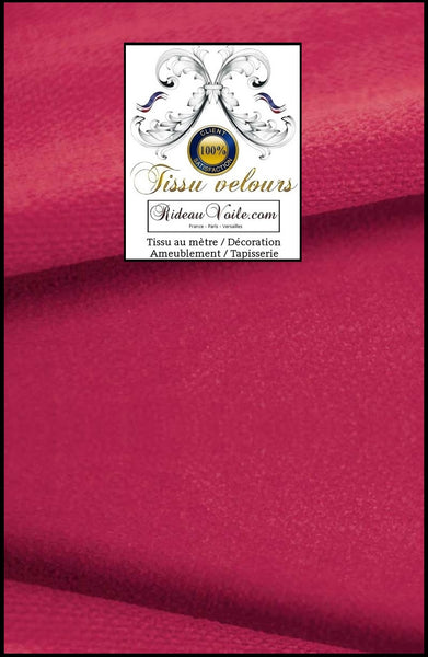 Tissu tapisserie velours uni rose fushia réversible double face recto verso identique doté de la technologie Aqua-clean. Textile d'éditeur d'ameublement intérieur haut de gamme. Couture sur mesure rideau velours, coussin velours, plaid #velours #tissuameublement 