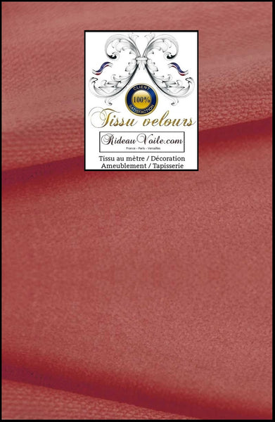 Tissu tapisserie velours uni rose réversible double face recto verso identique doté de la technologie Aqua-clean. Textile d'éditeur d'ameublement intérieur haut de gamme. Couture sur mesure rideau velours, coussin velours, plaid #velours #tissuameublement 