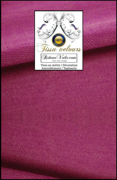 Tissu tapisserie velours uni rose fushia réversible double face recto verso identique doté de la technologie Aqua-clean. Textile d'éditeur d'ameublement intérieur haut de gamme. Couture sur mesure rideau velours, coussin velours, plaid #velours #tissuameublement