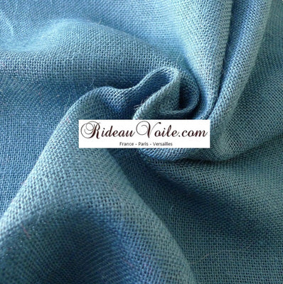 Tissu fibre ethnique exotique Toile de Jute couleur uni bleu ciel clair pastel au mètre rideau