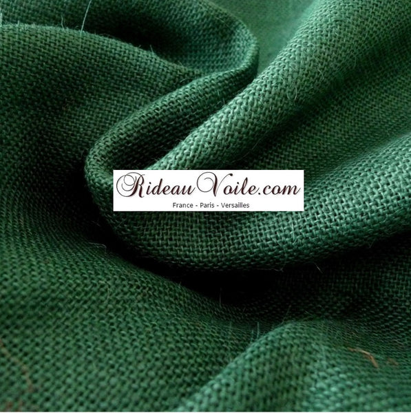 Tissu fibre ethnique Toile de Jute naturel coloré au mètre rideau vert
