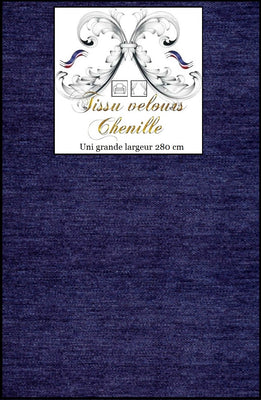 Velours bleu marine tissu chenille mètre décoration rideau tapisserie fauteuil grande largeur 280 cm