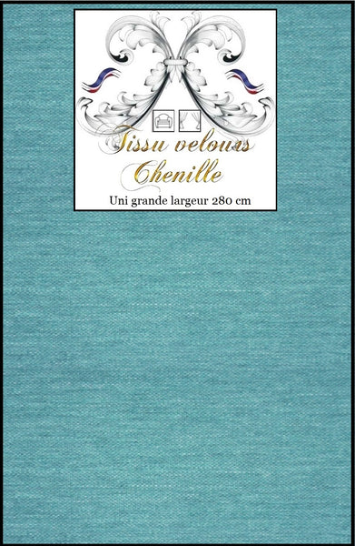 Velours chenille tissu mètre ameublement rideau tapisserie siège grande largeur 280 cm vert bleu d'eau